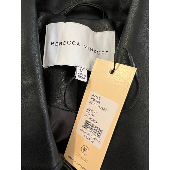 Rebecca Minkoff Moto jacket faux leather black M - Picture 7 of 8
